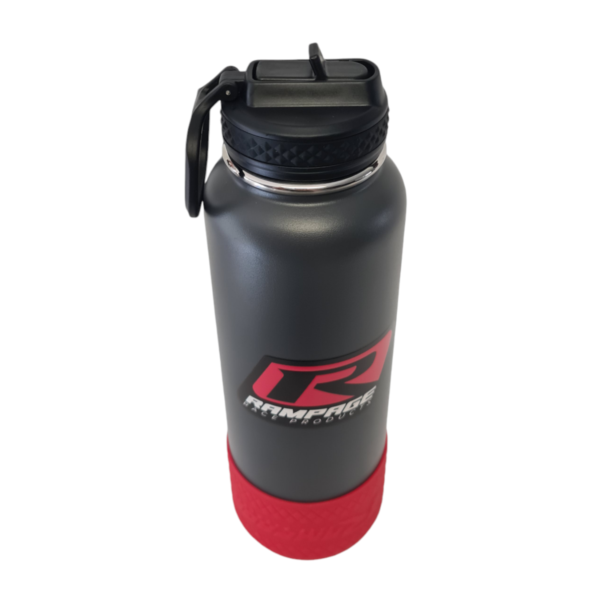 Premium RamHydrate Drink Bottle with vacuum insulation, sleek design, silicon branded base, and dual pop-top lids for easy hydration during racing or workouts, perfect for athletes and race car enthusiasts. yeti, sports water, sports water bottle, gym water bottle, hydration, best drink bottle