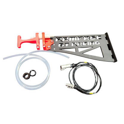 AMG mercedes gt3 gt4 quick connection kit, showing all parts that come in box, quick connection mount , wiring, hoses and radio adaptors